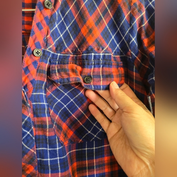 J.Crew,  Flannel Shirt Dress with Pockets, Red/Blue Plaid, Size XS - Picture 5 of 7